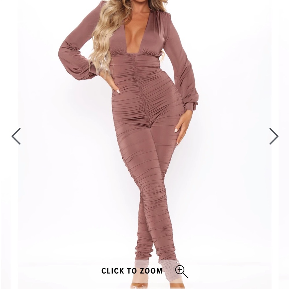 Fashion Nova “High on you” mocha jumpsuit